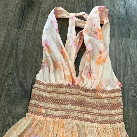 Free People Women's Brinkley Smocked Tank Orange Size XS - Picture 3 of 8